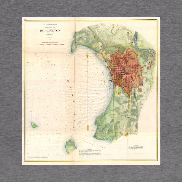 Vintage Map of Burlington Vermont (1872) by Bravuramedia